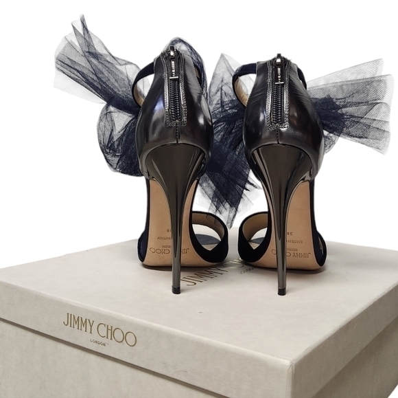 Jimmy Choo Navy Blue Heels with Tulle Detail - Picture 13 of 16